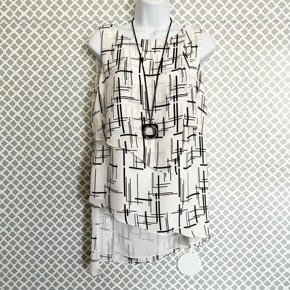 White House Black Market Printed High Low Tank Top Abstract Pattern Size XS - Picture 3 of 8